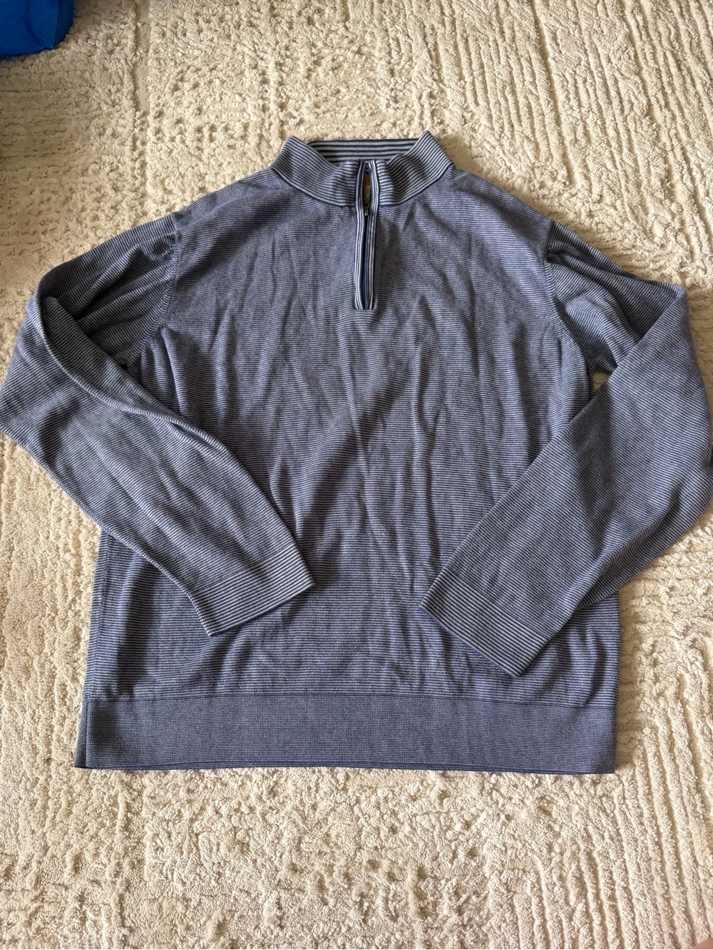 Robert Talbott Carmel Men's Blue Striped Quarter-Zip Sweater